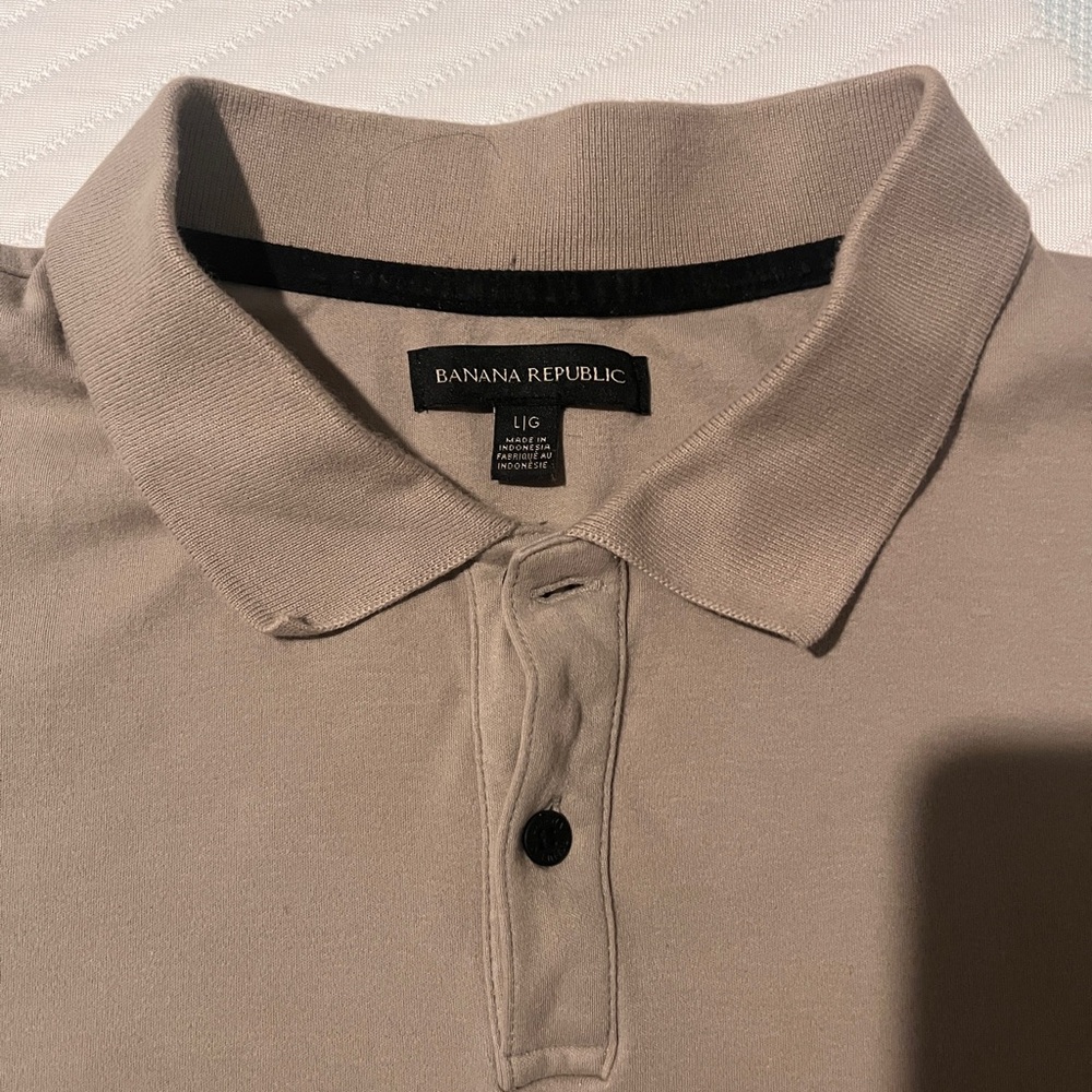 Banana Republic Tan Polo Shirt with Black Trim